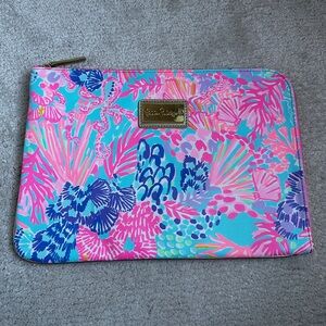 Lilly Pulitzer Pink and Blue Floral Clutch or laptop case